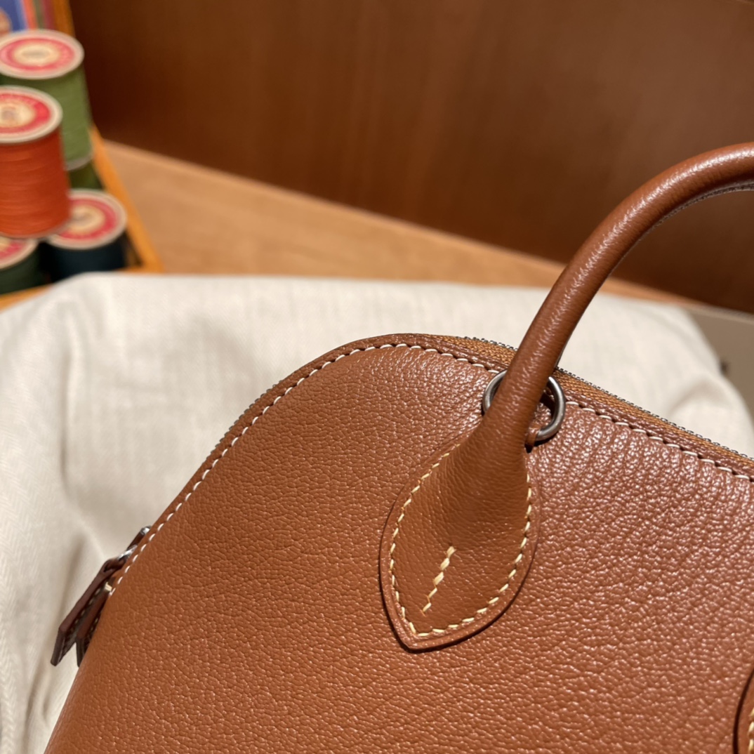 에르메스 미니 볼리드18 골드브라운 은장 염소가죽